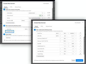 Setting up Koyfin Screener 2